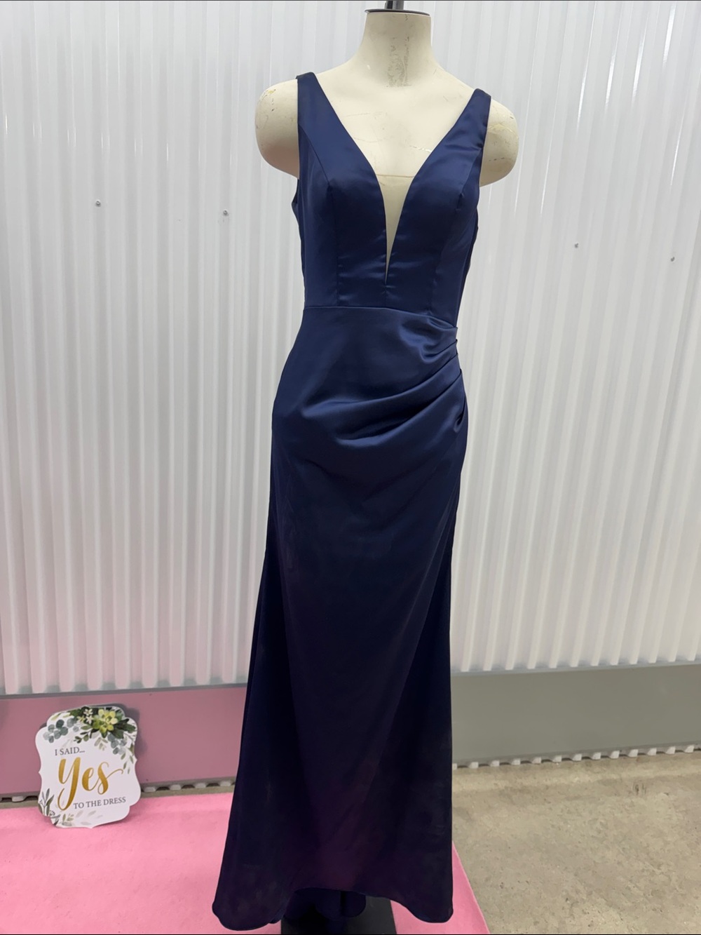 Midnight Navy Plunge V-Neck Maxi Dress